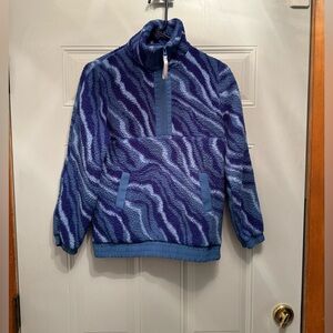 Zella Girls' Printed Blue Sherpa 1/4 Zip Sweatshirt 10/12